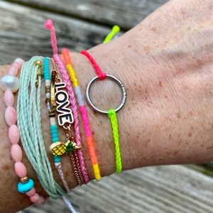 Pura Vida Two Tone Neon Braided Circle Bracelet